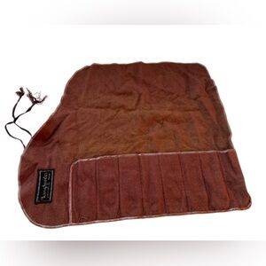 Vintage Lang Jeweler Jacksonville, Texas Brown Velvet Jewelry Roll Storage